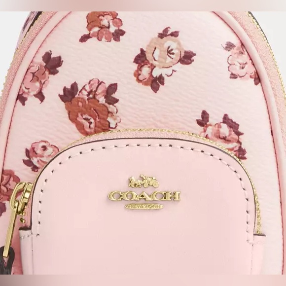 Coach NWT Mini Court Backpack Bag Charm With Rosette Print - Picture 3 of 12